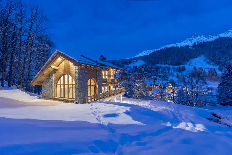 chalet ski aux pieds