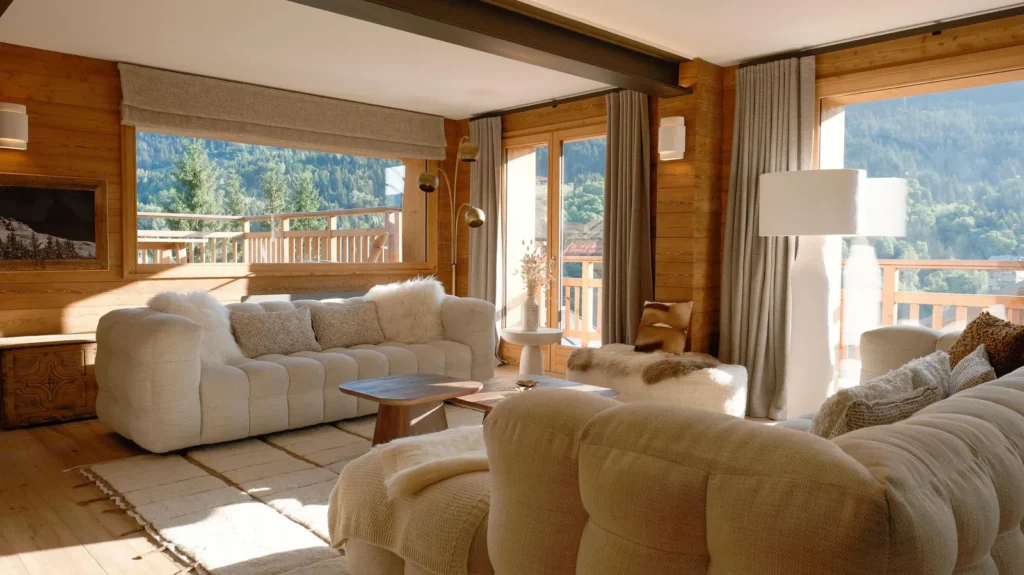 Location de chalet de luxe à Méribel 4 salon du chalet etoile des neiges - location de chalet de luxe à Méribel