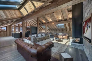 location chalet meribel salon cheminée