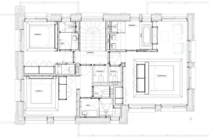 Level 1 floor plan of Chalet Brigues: master suite and two bedrooms with bathrooms